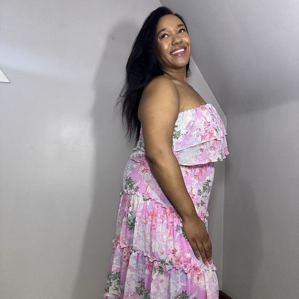 Express Floral Maxi Dress Large Tiered Fairy Coquette Cottagecore Ruffles Flowy - Picture 7 of 9